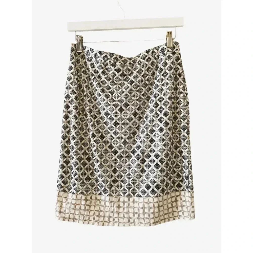 Max Studio Women’s Elastic Waist Geometric Pattern Pencil Skirt SZ S